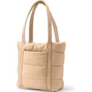Lands’ End Wanderweight Ultralight Packable Tote Bag(Desert Tan Shine)