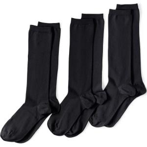 Lands’ End Women’s 3-Pack Seamless Toe Solid Trouser Socks(Black)