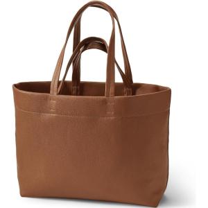 Lands’ End Women’s Faux Leather Tote(Dark Caramel)